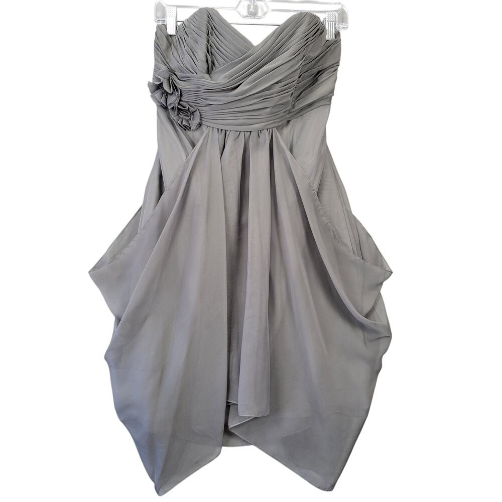 Eden Formal Midi Gray Preppy Bridesmaid Strapless Sweetheart Women Dress Size 10